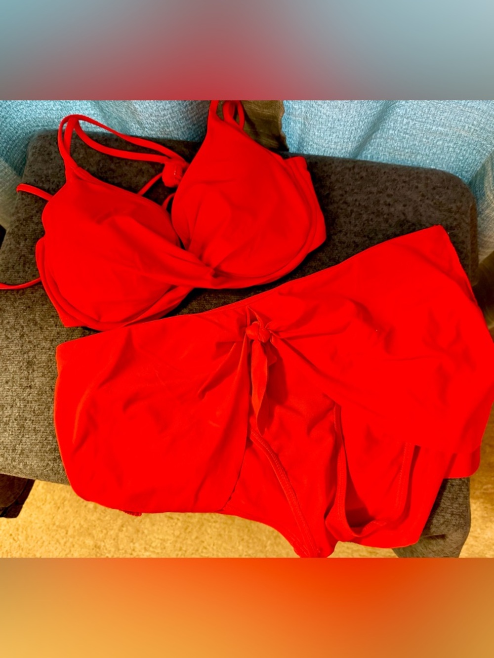 Time and Tru Red Bikini Set with Front Tie